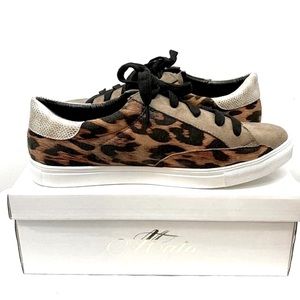 Abata Leopard and Snakeskin Print Lace Up Low Top Coco Sneakers NIB Size 10.5-11